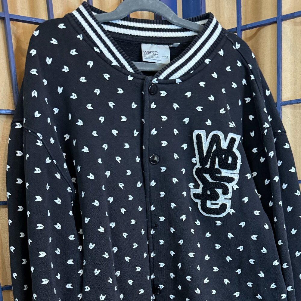 WESC Black Varsity Style Snap Button Jacket Large